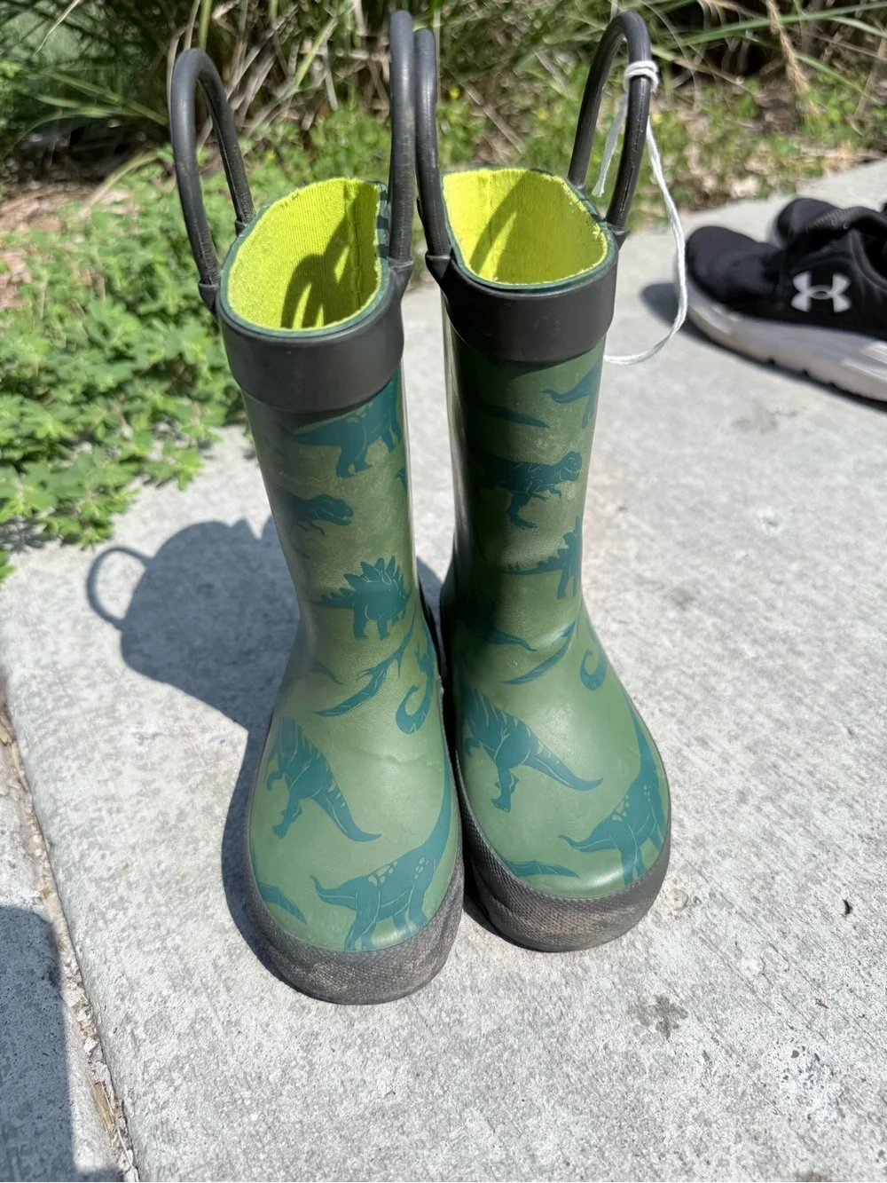 Carter's Green Dino-Print Hooded Raincoat  & size 5 toddler boots